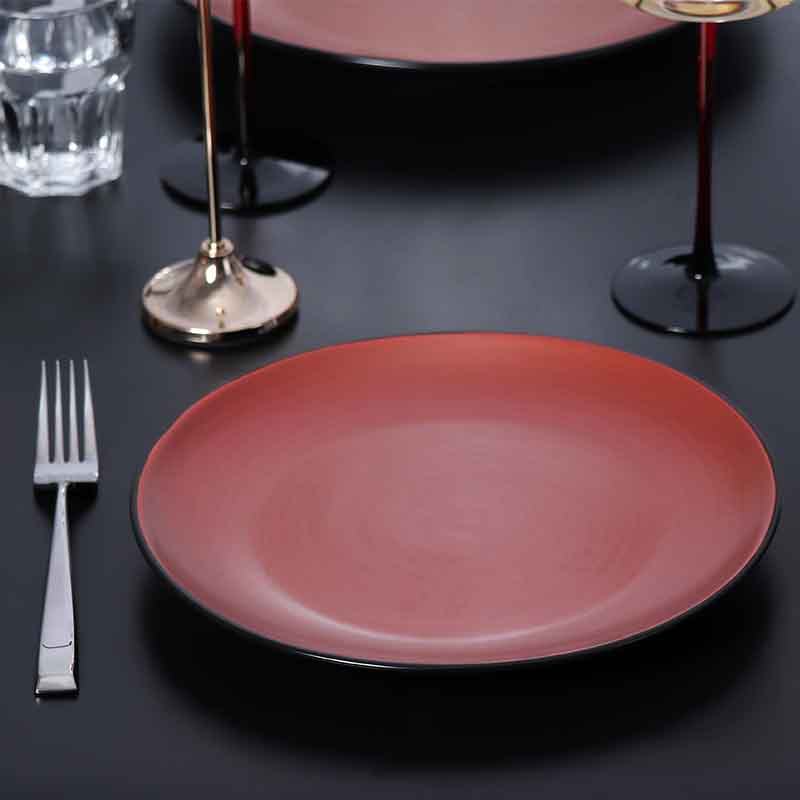Porcelain Serving Plate Prato de porcelana vermelha para jantar em restaurante comercial