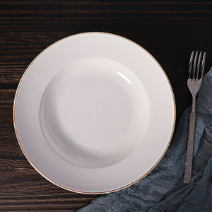 Prato de massa grande de porcelana redonda branca para restaurante