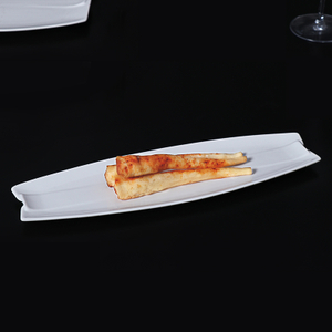 Chaozhou placa cerâmica restaurante porcelana branca placa retangular para sushi louça placa longa