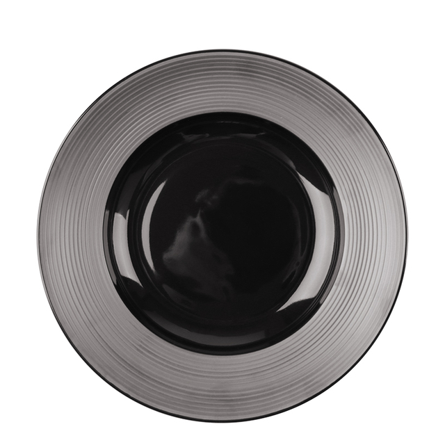 Fornecedor de louças ecológicas, pratos de cerâmica, duráveis, redondos, pretos, porcelana, restaurante