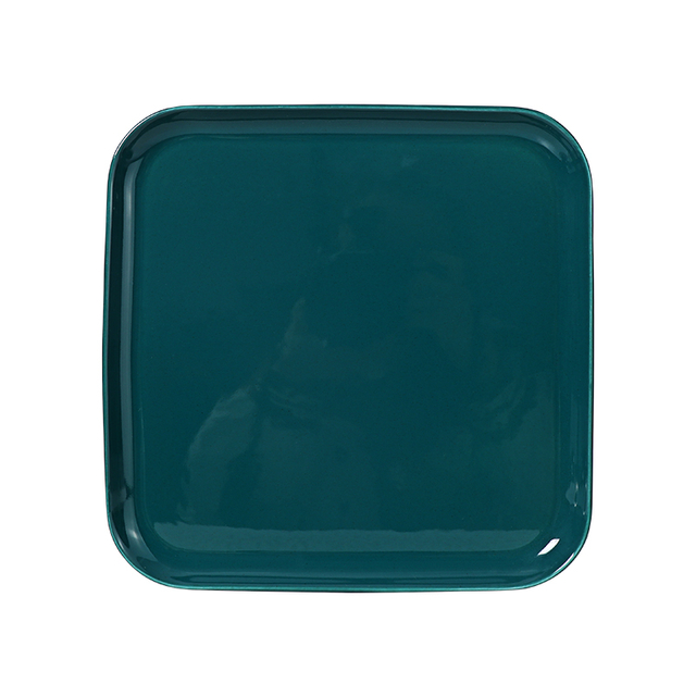 Prato de jantar quadrado verde de 10 polegadas de porcelana