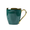 Caneca verde de cerâmica para presente de Natal com borda dourada