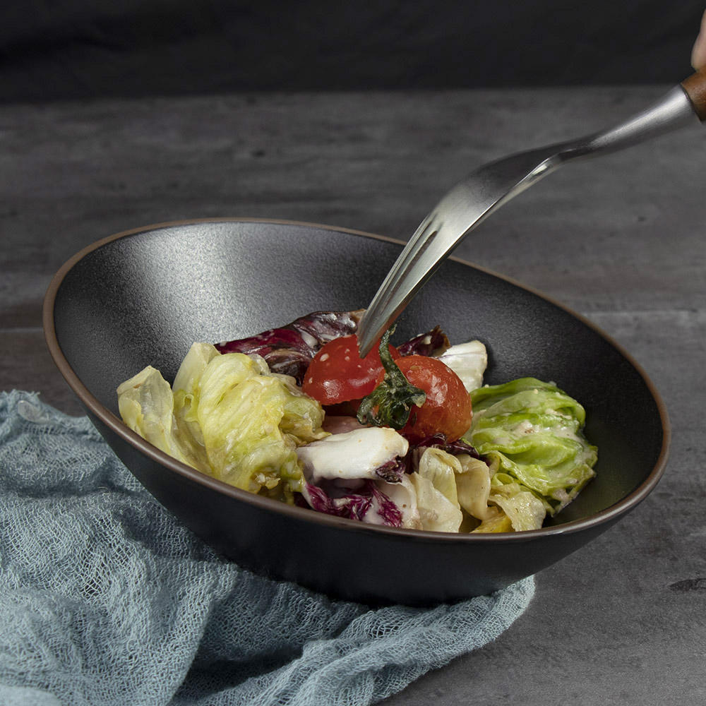 Tigelas de grés Saladas irregulares pretas para restaurante