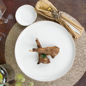 Prato de jantar branco e preto personalizado da porcelana da borda do ouro da placa 