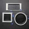 Conjunto de placas de grés branco preto de louça de restaurante 
