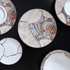Pratos de jantar com borda dourada conjunto de pratos de porcelana para salão de baile luxuoso