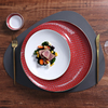 Prato de sobremesa de 12 polegadas, luxo, vermelho, branco, osso, china, prato, aperitivo