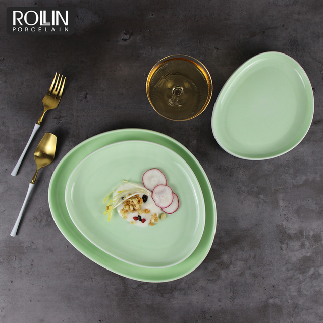 Pratos De Porcelana Verde Prato De Porcelana Jantar Pratos De Restaurante De Cerâmica