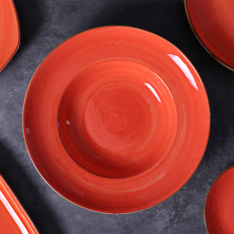 Tigela oval de porcelana vermelha tamanho 9/10 polegadas