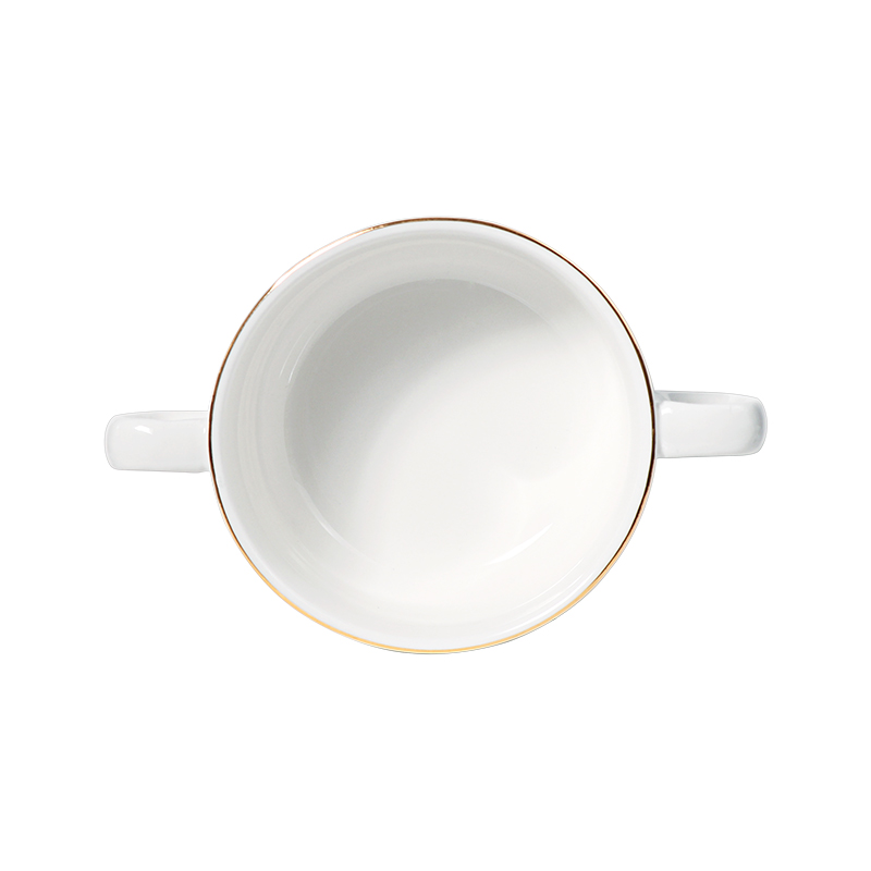 Tigela de sopa de porcelana fornecedor de hotel com alças Xícaras de sopa de cerâmica com alças