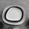 Louça de porcelana Eestaurant Terr Swirl Marks Cinza Fosco Branco Placa Quadrada Irregular 