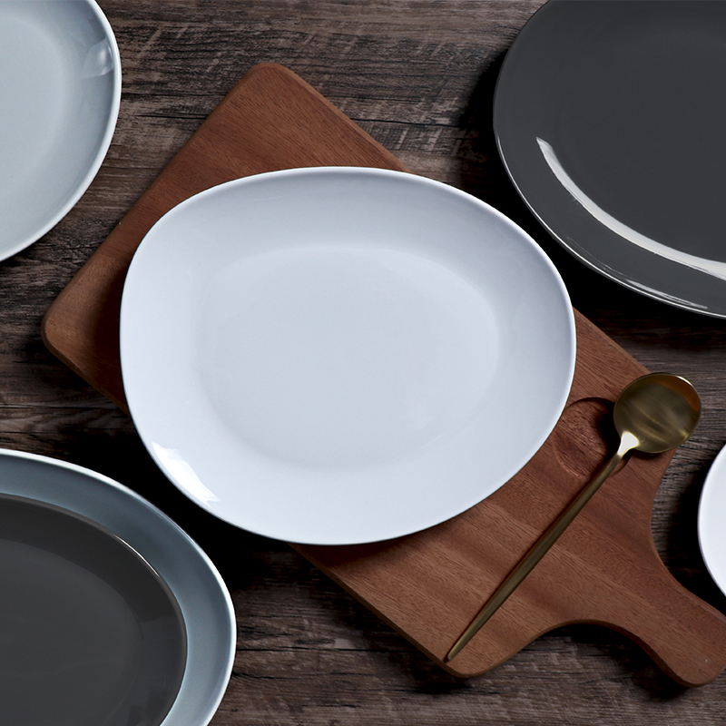  Conjunto de grés de alta qualidade, coreano, japonês, criativo, prato irregular, servindo, preto, cinza escuro, decoração de porcelana, pratos de cerâmica