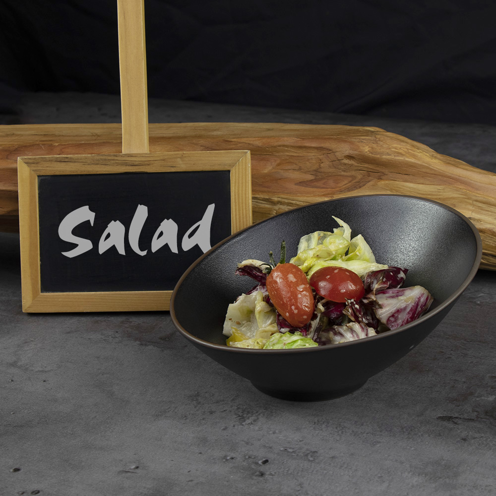 Tigelas de grés Saladas irregulares pretas para restaurante