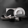 Conjunto de louça de grés, coleção de conjunto de pratos de porcelana mate preto branco
