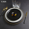 Conjunto de placas de grés branco preto de louça de restaurante 