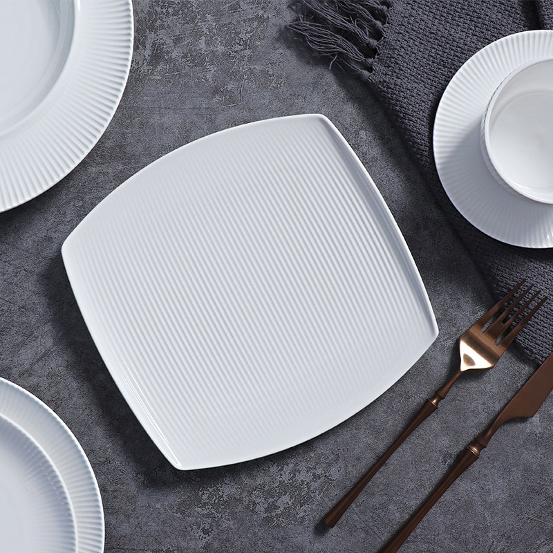 Novo conjunto de pratos de porcelana óssea pratos de jantar comerciais