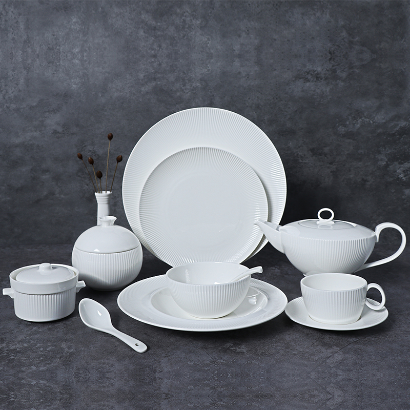 Pratos de cerâmica para restaurante, atacado, pratos de jantar para restaurante, conjunto de utensílios brancos da China