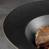 Prato de sopa de cerâmica preta, prato de massa profunda, louça para restaurante