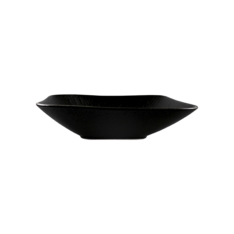 Bacia quadrada preta da placa profunda 1500ml do quadrado da porcelana matte placa do restaurante de 50 onças