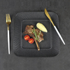 Prato de jantar quadrado preto em porcelana para restaurante