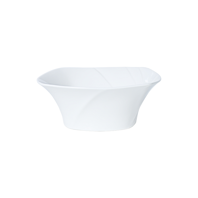 Bacia quadrada de porcelana branca Tigelas de cerâmica de formato irregular