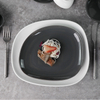 Louça de porcelana Eestaurant Terr Swirl Marks Cinza Fosco Branco Placa Quadrada Irregular 