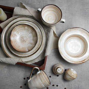 Conjunto de pratos e tigelas de restaurante, porcelana, conjunto de louças, cores bege personalizadas