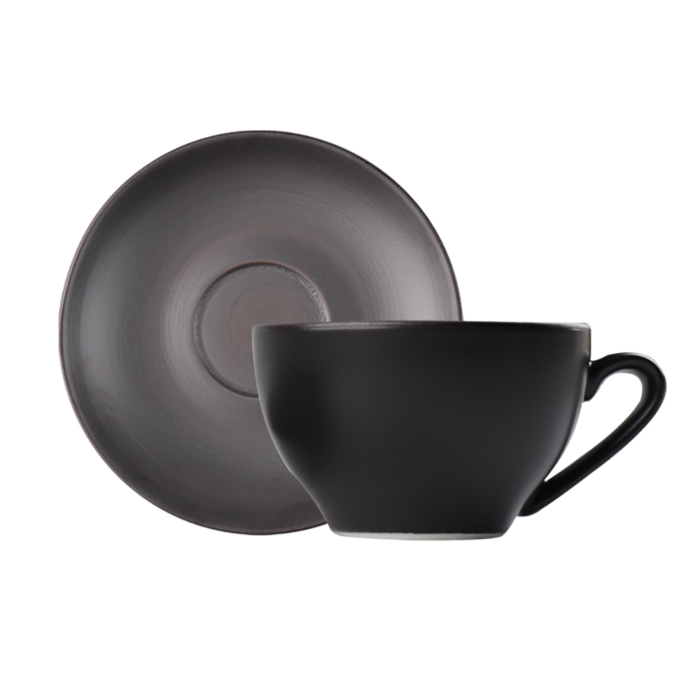Canecas de café cerâmicas personalizadas do chá dos copos do cappuccino da louça com pires para a cafetaria