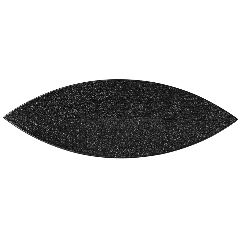 Prato em forma de folha de cerâmica preto branco fosco prato de bolo prato de sushi