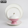 Placa de porcelana de ouro branco pratos personalizados louça restaurante talheres tapas cerâmica louça servindo pratos para catering