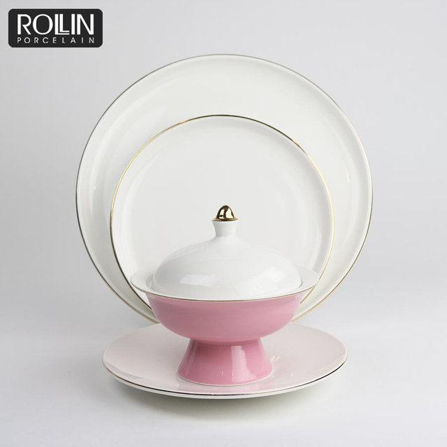 Placa de porcelana de ouro branco pratos personalizados louça restaurante talheres tapas cerâmica louça servindo pratos para catering