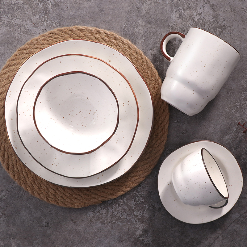 Venda quente Louça Salpicada Pratos de Porcelana Coleção de Pratos de Cerâmica Artesanal