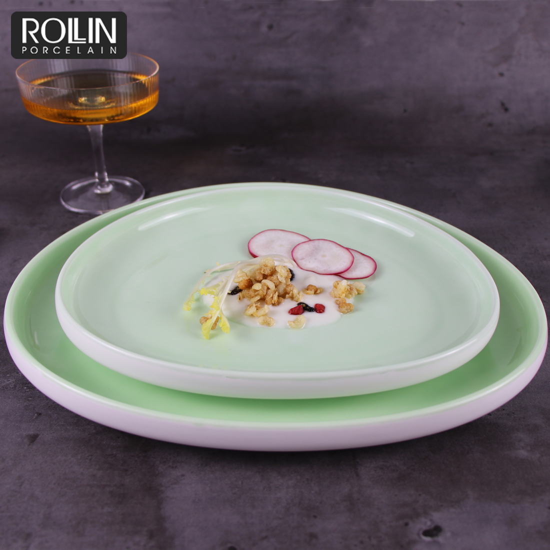 Conjunto de jantar de porcelana verde Yollow Médio Oriente