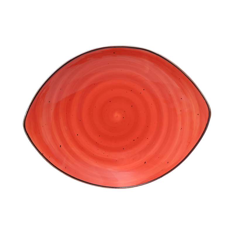 Tigela oval de porcelana vermelha tamanho 9/10 polegadas