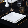 Bacia quadrada de porcelana branca Tigelas de cerâmica de formato irregular