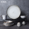 Dubai restaurante louça caixa platos comida ocidental pratos de porcelana conjunto plana artesanal mancha cinza placa cerâmica