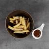 Tigela inclinada de cerâmica, prato de lanche de porcelana preta, batatas fritas, pratos, tigelas