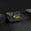 Prato de jantar quadrado preto em porcelana para restaurante