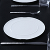 Pratos redondos de cerâmica branca, prato de jantar de porcelana para banquete, carregador redondo, pratos de jantar para restaurante