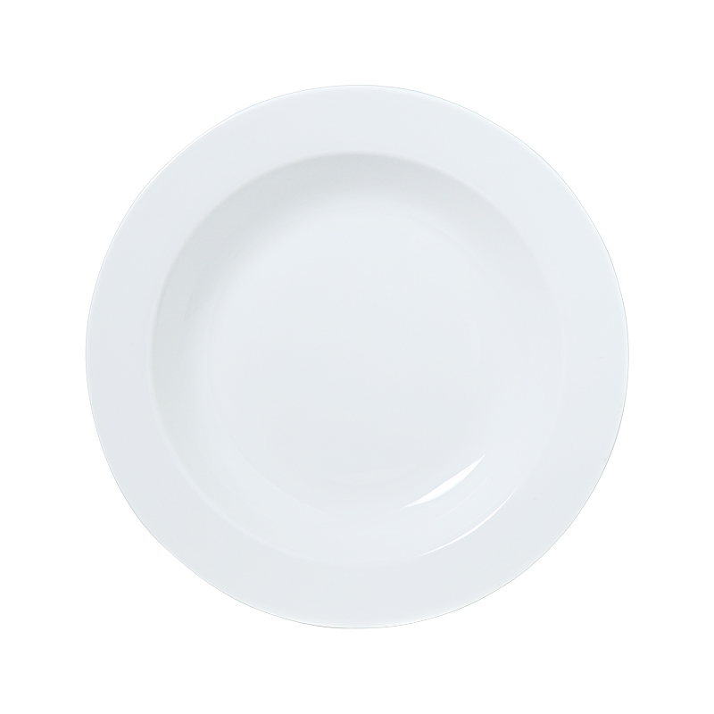 Prato de sopa para fornecedor de hotel Chaozhou Placas de cerâmica branca de fábrica de cerâmica Prato de sopa redondo de porcelana branca para restaurante