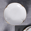 Conjunto de pratos de cerâmica branca alta, louça de porcelana durável com detalhes dourados