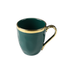 Caneca verde de cerâmica para presente de Natal com borda dourada