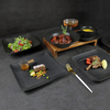 Prato de jantar quadrado preto em porcelana para restaurante