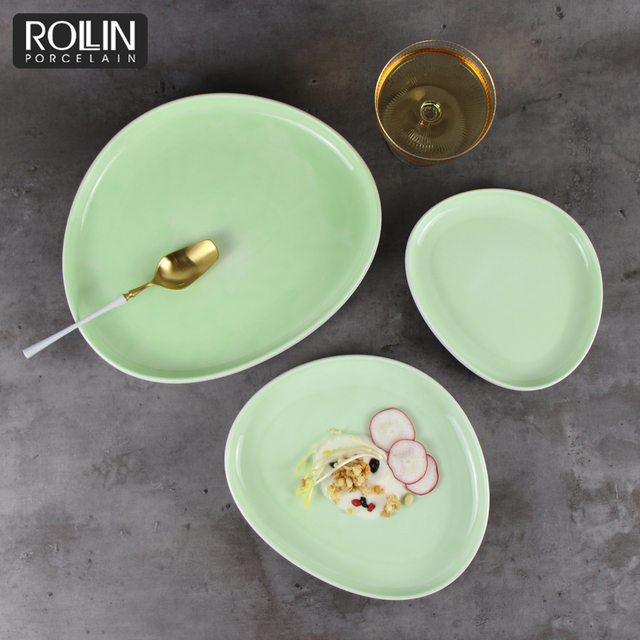 Conjunto de jantar de porcelana verde Yollow Médio Oriente