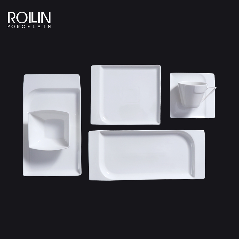 Tigela de sopa quadrada máxima de 80 onças, salada, lanche, porcelana