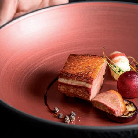 Prato de jantar de porcelana com brilho de cobre para restaurantes
