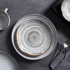 Dubai restaurante louça caixa platos comida ocidental pratos de porcelana conjunto plana artesanal mancha cinza placa cerâmica