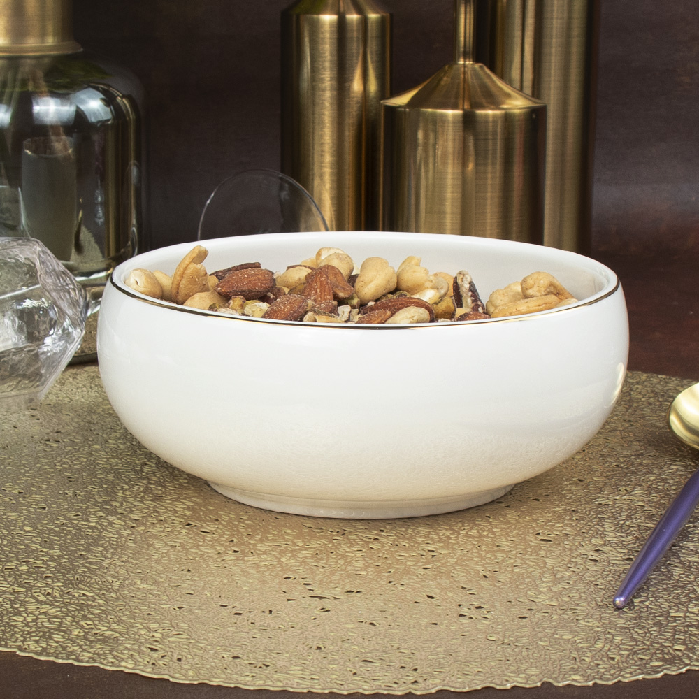Tigelas de sopa em cerâmica Deep Bowl com borda dourada