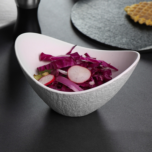 Tigelas de cerâmica branca fosca, restaurantes, saladeiras, porcelana