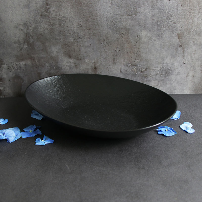 Pratos de Porcelana Preto Fosco Formato Oval - 950ml